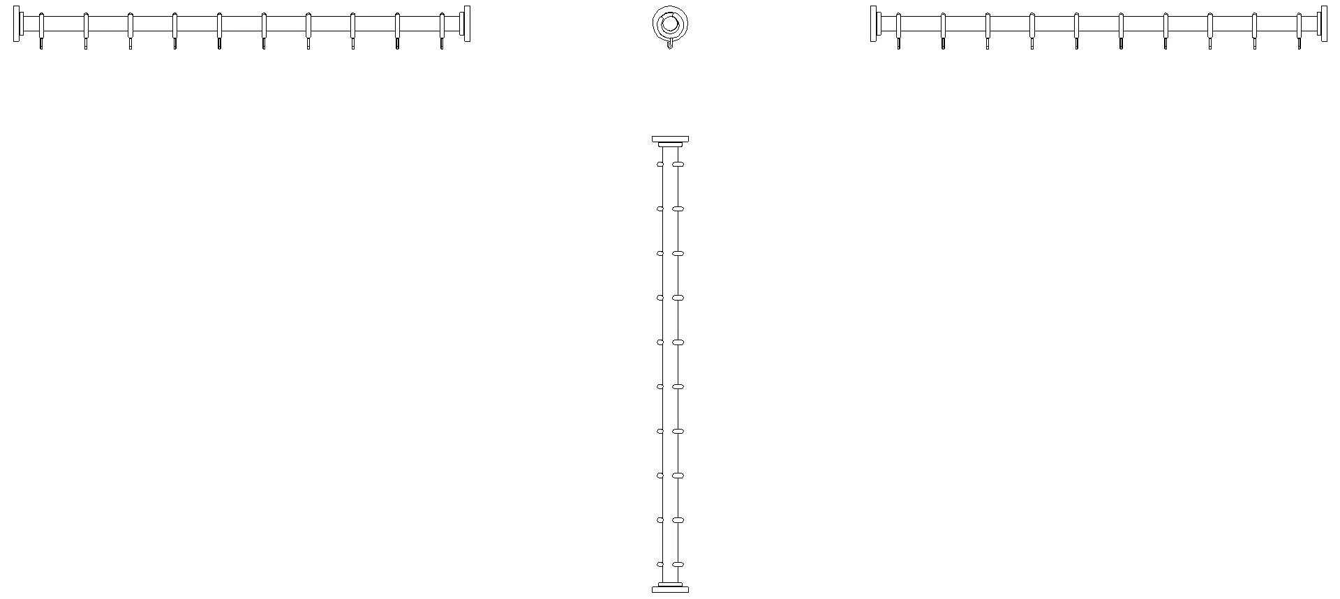 HEWI VH-Stange Ser 801, L:1025mm, 10 Ringe, suizidhemmend anthrazgr
