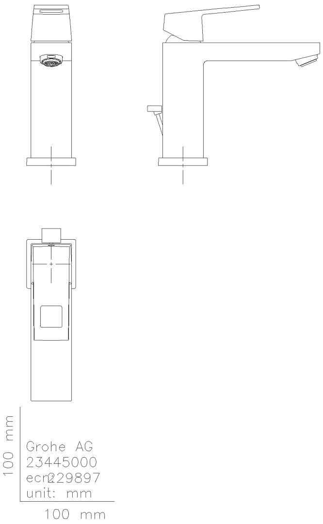 GROHE EH-Waschtischbatterie Eurocube 23445 mittelhoch hard graphite gebürstet