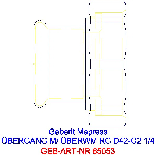 GE Mapress Kupfer Übergang mit Überwurfmutter Rg d42-G2 1/4_65053_A