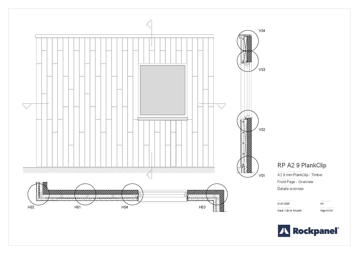 Rockpanel A2 9 mm - PlankClip auf Holz-Unterkonstruktion