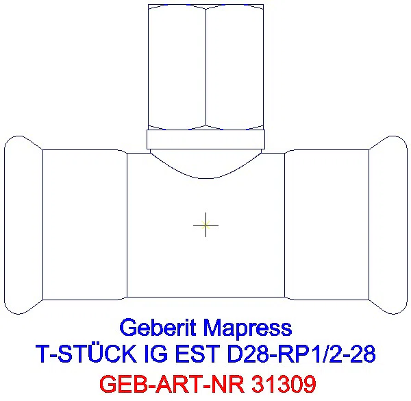GE Mapress Edelstahl T-Stück mit IG d28-Rp1/2-28_31309_A