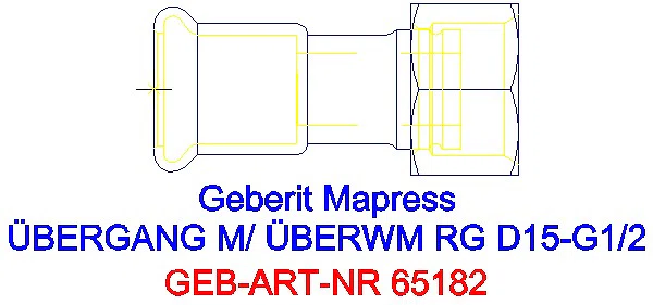 GE Mapress Kupfer Übergang mit Überwurfmutter Rg d15-G1/2_65182_G