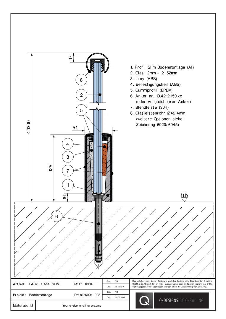 2_EASY GLASS SLIM / Bodenmontage für 6904-003