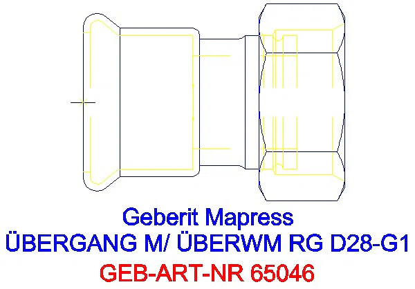 GE Mapress Kupfer Übergang mit Überwurfmutter Rg d28-G1_65046_A