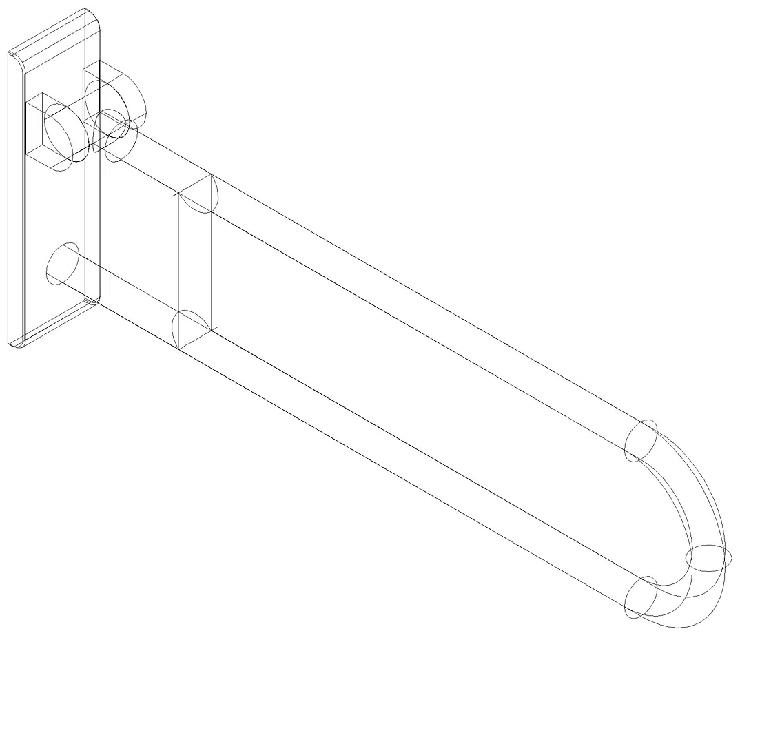 HEWI Stützklappgriff Ser 801, matt, L:700mm, Stahlkern lichtgrau