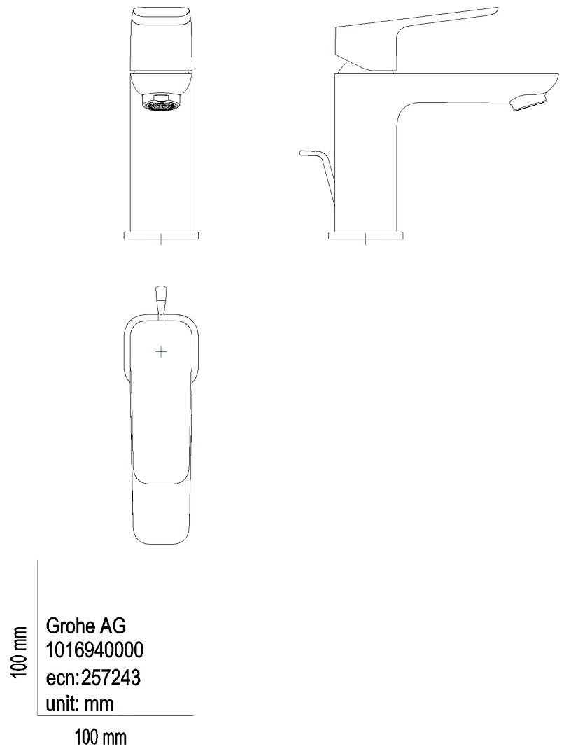 GROHE EH-WT-Batterie Cubeo 101731 S-Size Low Flow MST Kalt Zst.Ablgrt. matt black