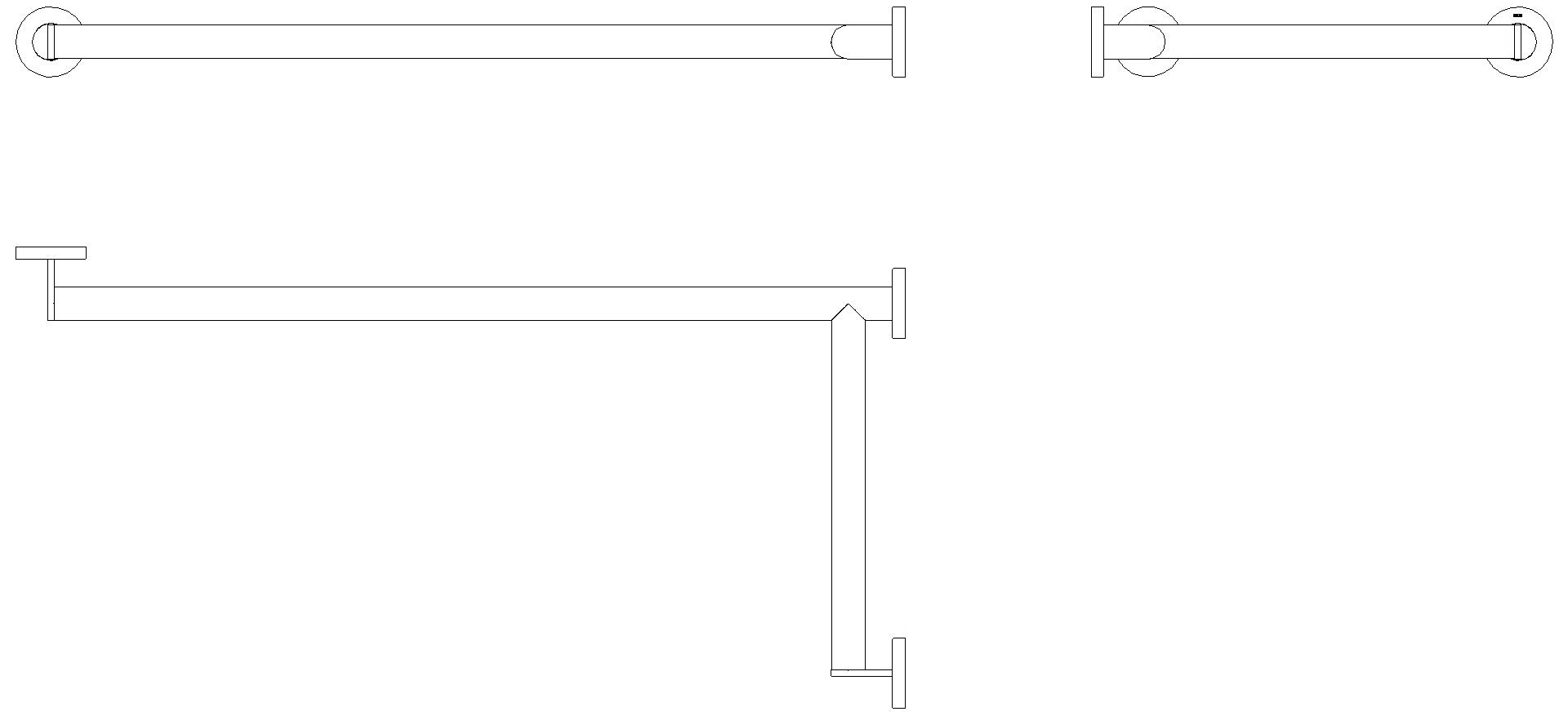 HEWI Duschhdl.,d:32, re, W1=813mm, W2=406mm, plvb weiß tiefmatt