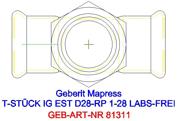 GE Mapress Edelstahl T-Stück mit IG (LABS-frei) d28-Rp1-28_81311_G