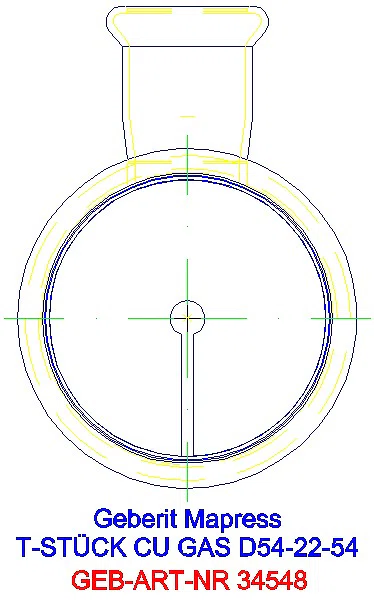 GE Mapress Kupfer T-Stück reduziert (Gas) d54-22-54_34548_L