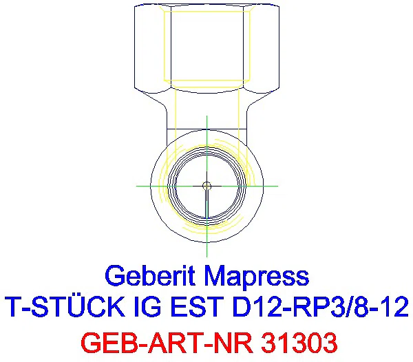 GE Mapress Edelstahl T-Stück mit IG d12-Rp3/8-12_31303_L