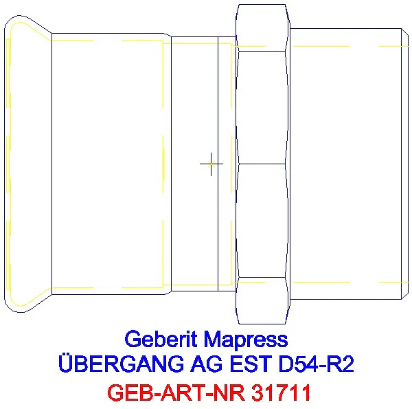 GE Mapress Edelstahl Übergang mit AG d54-R2_31711_A