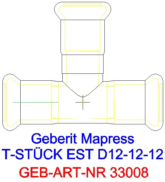 GE Mapress Edelstahl T-Stück egal d12-12-12_33008_A