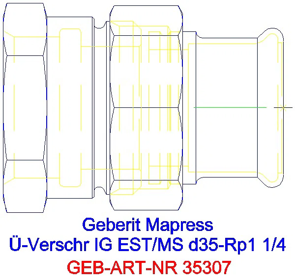 GE Mapress Edelstahl Übergangsverschr. mit IG d35-Rp1 1/4_35307_A