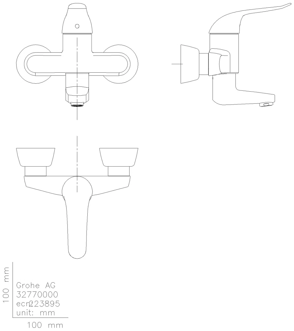 GROHE EH-WT-Batt. Eurosmart Care 32770 Ausladung 157 mm S-Anschlüsse chrom