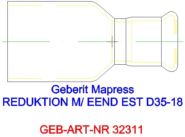 GE Mapress Edelstahl Reduktion mit Einschubende d35-18_32311_L