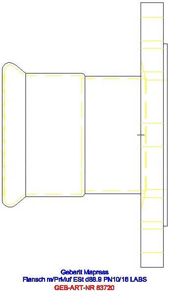 GE Mapress Edelstahl Flansch PN 10/16 mit Pressmuffe (LABS-frei), d88,9_83720_G