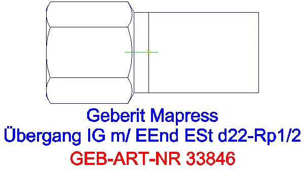 GE Mapress Edelstahl Übergang mit IG und Einschubende d22-Rp1/2_33846_A