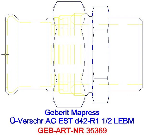 GE Mapress Edelstahl Übergangsverschr. mit AG ÜM aus ESt d42-R1 1/2_35369_A