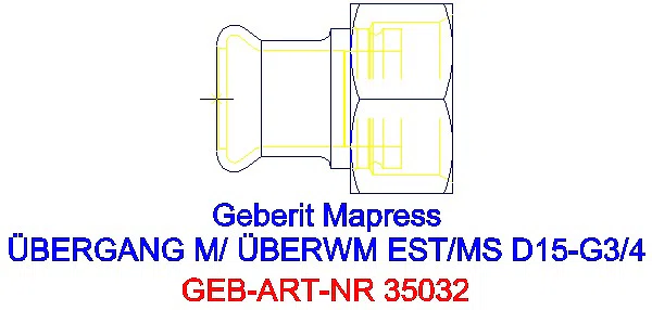 GE Mapress Edelstahl Übergang mit Überwurfmutter d15-G3/4_35032_G