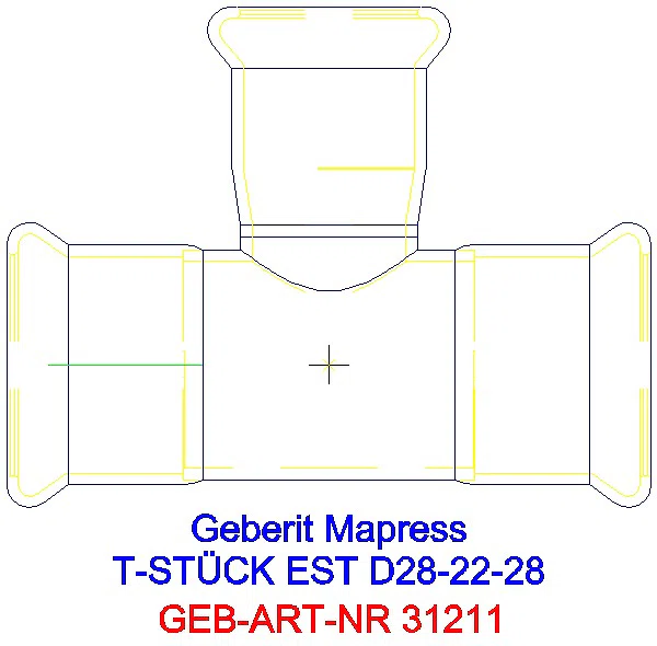 GE Mapress Edelstahl T-Stück reduziert d28-22-28_31211_A