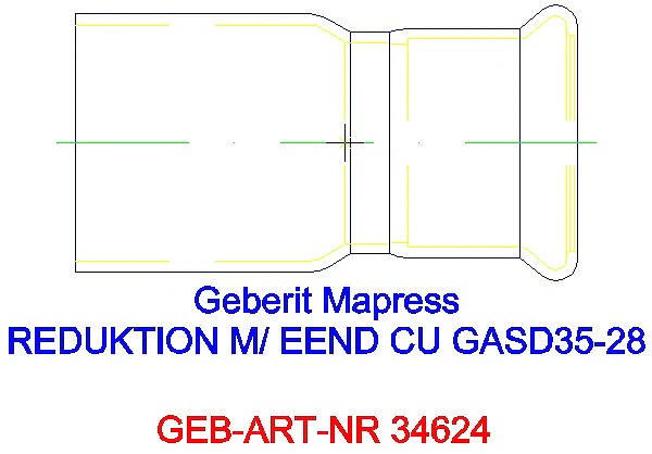 GE Mapress Kupfer Reduktion mit Einschubende (Gas blau) d35-28_34624_L