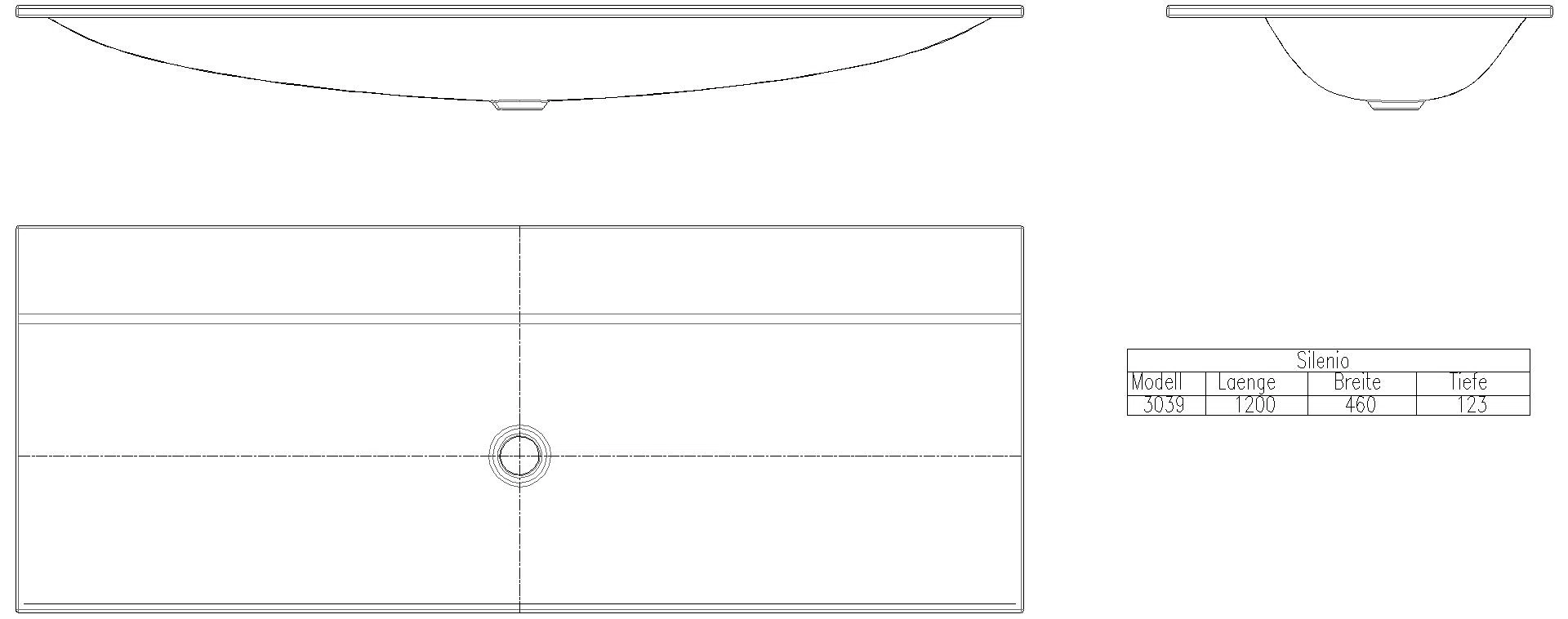 KALDEWEI SILENIO EINBAUWASCHTISCH 1200x460x14 mm, Modell-Nr: 3039