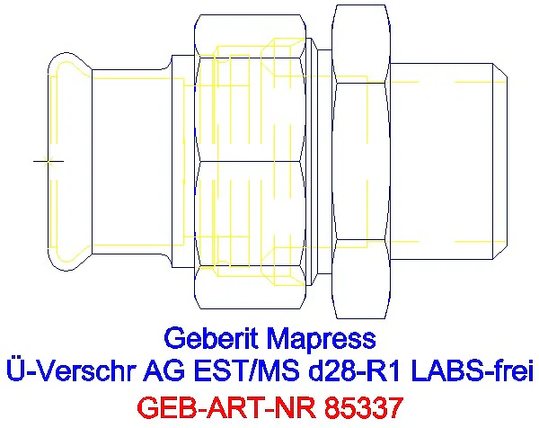 GE Mapress Edelstahl Übergangsverschr. mit AG (LABS-frei) d28-R1_85337_A