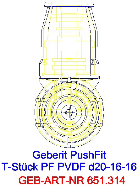 GE PushFit T-Stück reduziert PVDF d20-16-16_651.314.00.1_L