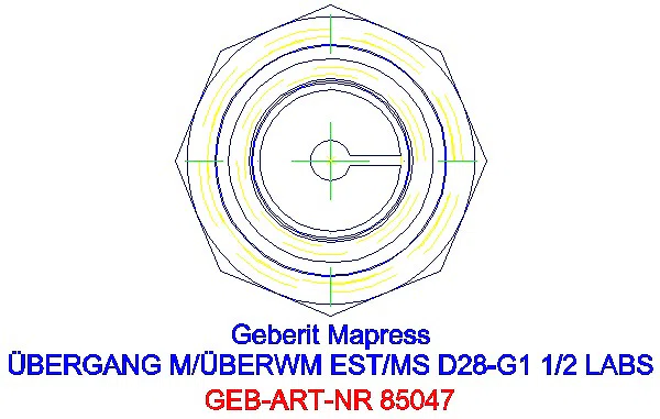 GE Mapress Edelstahl Übergang mit Überwurfmutter (LABS-frei) d28-G1 1/2_85047_L
