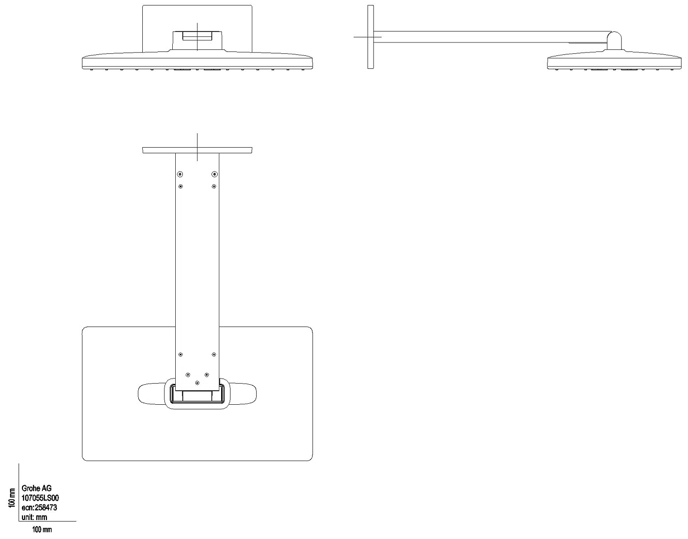 GROHE Kopfbr.-Set Rainshower Aqua 107055 2 Strahl Brausearm hard graphite geb.