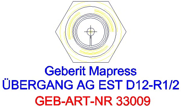 GE Mapress Edelstahl Übergang mit AG d12-R1/2_33009_L