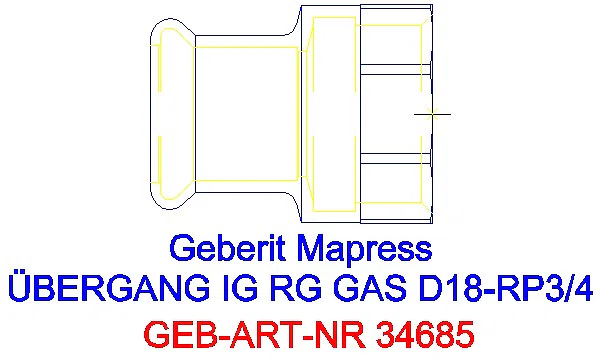 GE Mapress Kupfer Übergang mit IG (Gas) Rg d18-Rp3/4_34685_A