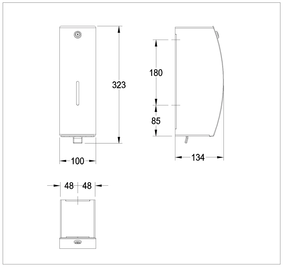 Desinfektionsmittelspender, STRATOS, Edelstahl, Aufputz, 100x323x134 mm, STRX629