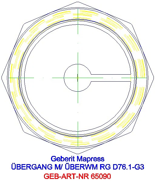 GE Mapress Kupfer Übergang mit Überwurfmutter Rg d76.1-G3_65090_L