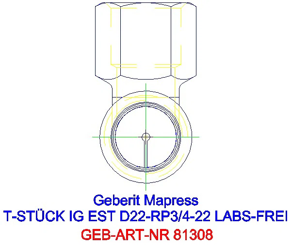GE Mapress Edelstahl T-Stück mit IG (LABS-frei) d22-Rp3/4-22_81308_L