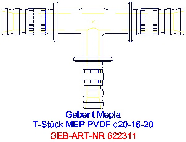 GE Mepla T-Stück reduziert PVDF d20-16-20_622.311.00.5_A