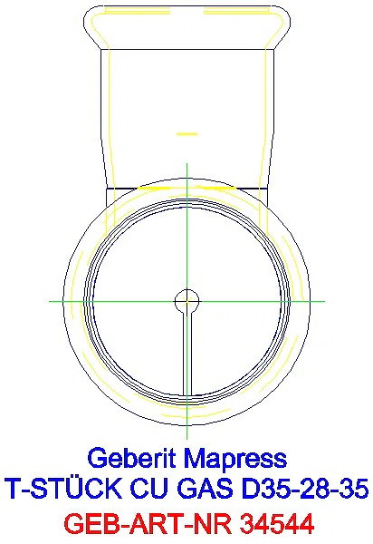 GE Mapress Kupfer T-Stück reduziert (Gas) d35-28-35_34544_L