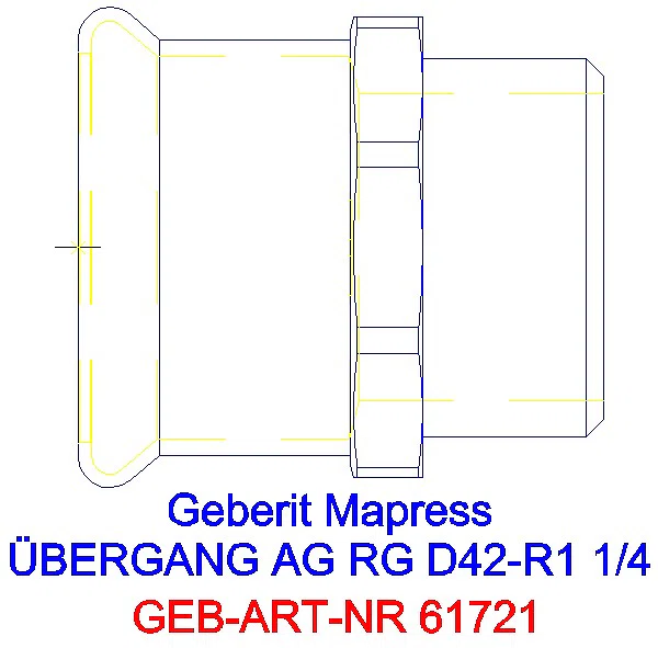GE Mapress Kupfer Übergang mit AG Rg d42-R1 1/4_61721_G