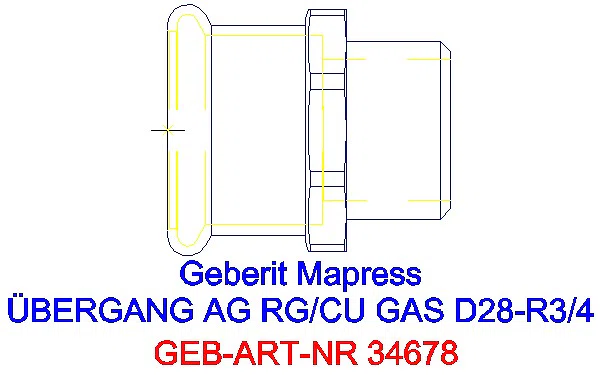GE Mapress Kupfer Übergang mit AG (Gas) Rg d28-R3/4_34678_A