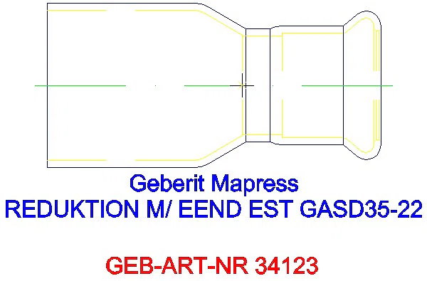 GE Mapress Edelstahl Reduktion mit Einschubende (Gas) d35-22_34123_L