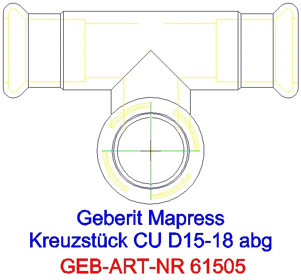 GE Mapress Kupfer Kreuzstück abgesetzt d15-18_61505_L