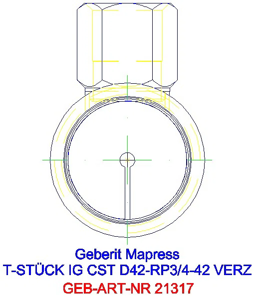 GE Mapress C-Stahl T-Stück mit IG d42-Rp3/4-42 verzinkt_21317_L
