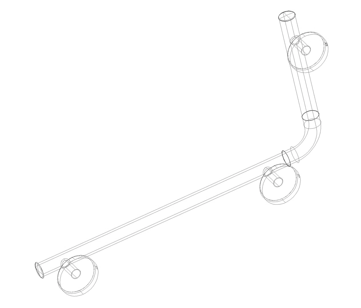 HEWI Winkelgriff, AM:600mm, W:300mm, unifarben signalweiß