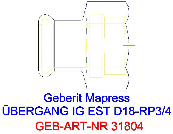 GE Mapress Edelstahl Übergang mit IG d18-Rp3/4_31804_G