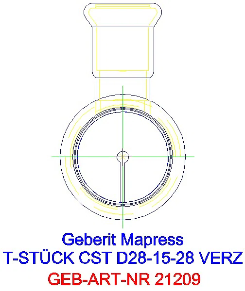 GE Mapress C-Stahl T-Stück reduziert d28-15-28 verzinkt_21209_L