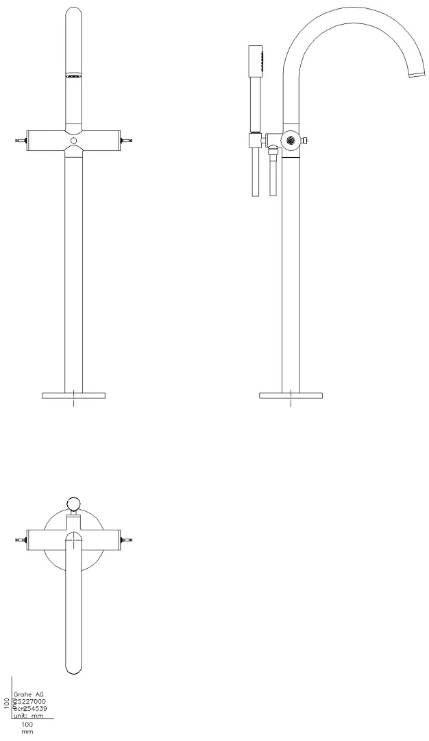 GROHE Wannenbatterie Atrio Private C. 25227 Bodenm. f. Hebelgr. satin graphite