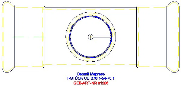 GE Mapress Kupfer T-Stück reduziert d76,1-54-76,1_61286_G