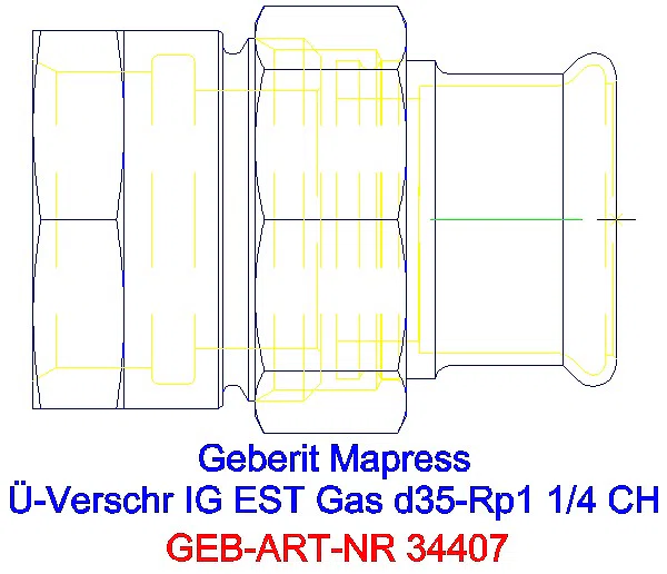 GE Mapress Edelstahl Übergangsverschr. mit IG (Gas) d35-Rp1 1/4_34407_G