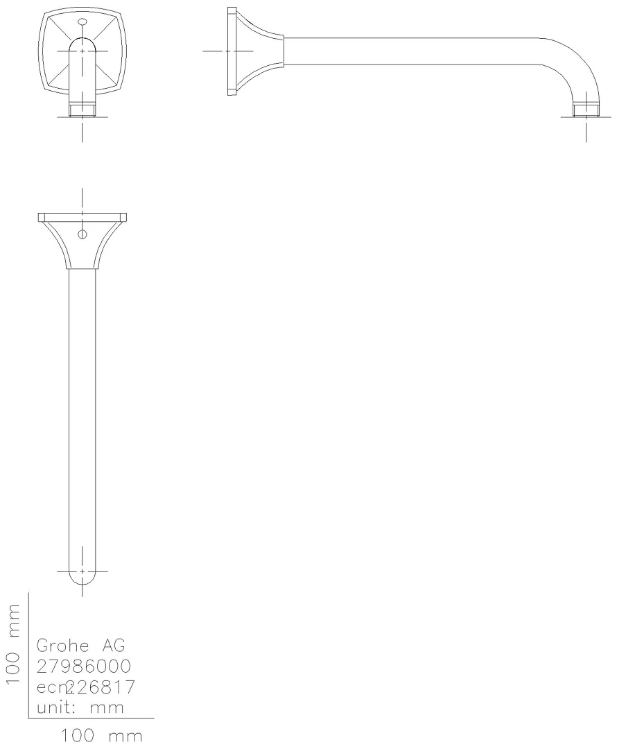 GROHE Brausearm Rainshower Grandera 26900 Ausladung 286 mm chrom/gold