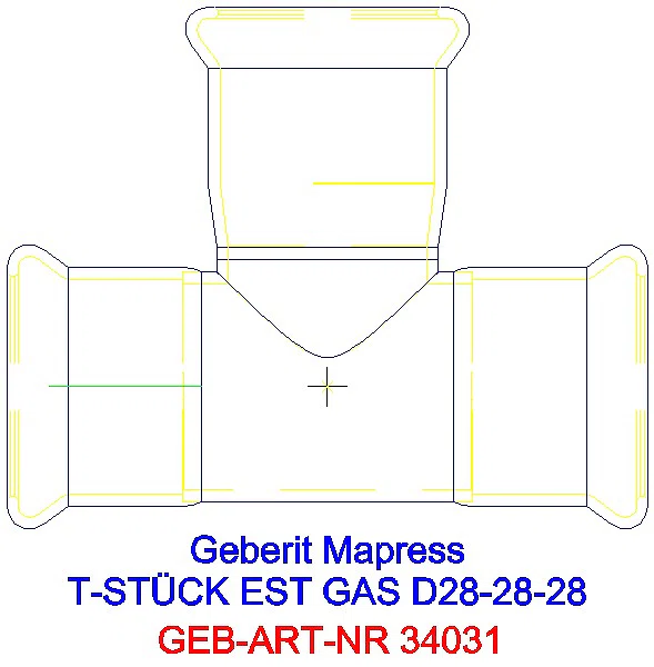 GE Mapress Edelstahl T-Stück egal (Gas) d28-28-28_34031_A